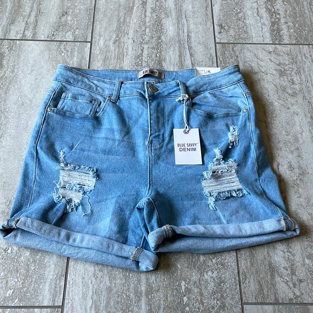 Blue Savvy denim,blue short for women,5 pockets for women